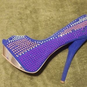 Blue studded heels